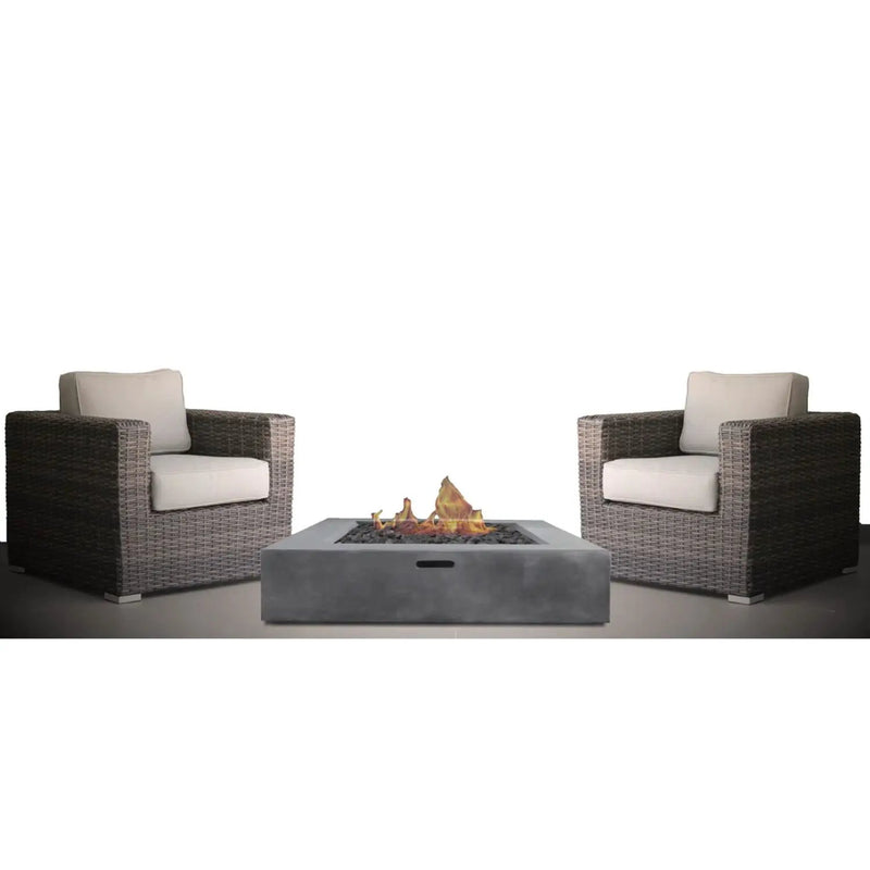 3 Piece Patio Rattan Furniture Set With Cushions Fire Pit - Brown by Unique Piece Furniture