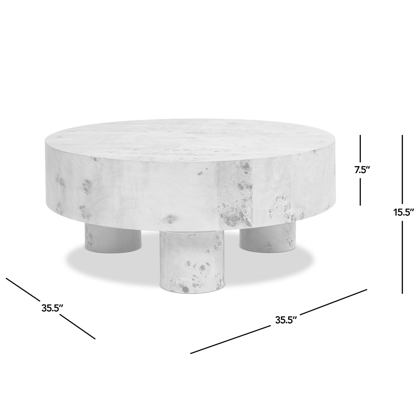 Nebula 35.5' Round Pillar Leg Coffee Table Warm Natural Brown Burl Wood by HouseOfZazla