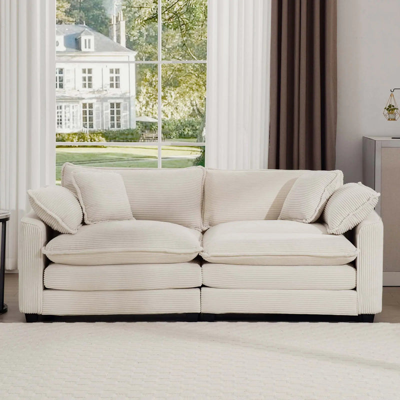 Modern 2 Seater With 4 Pillows, Upholstered Deep Seating Loveseat by HouseOfZazla