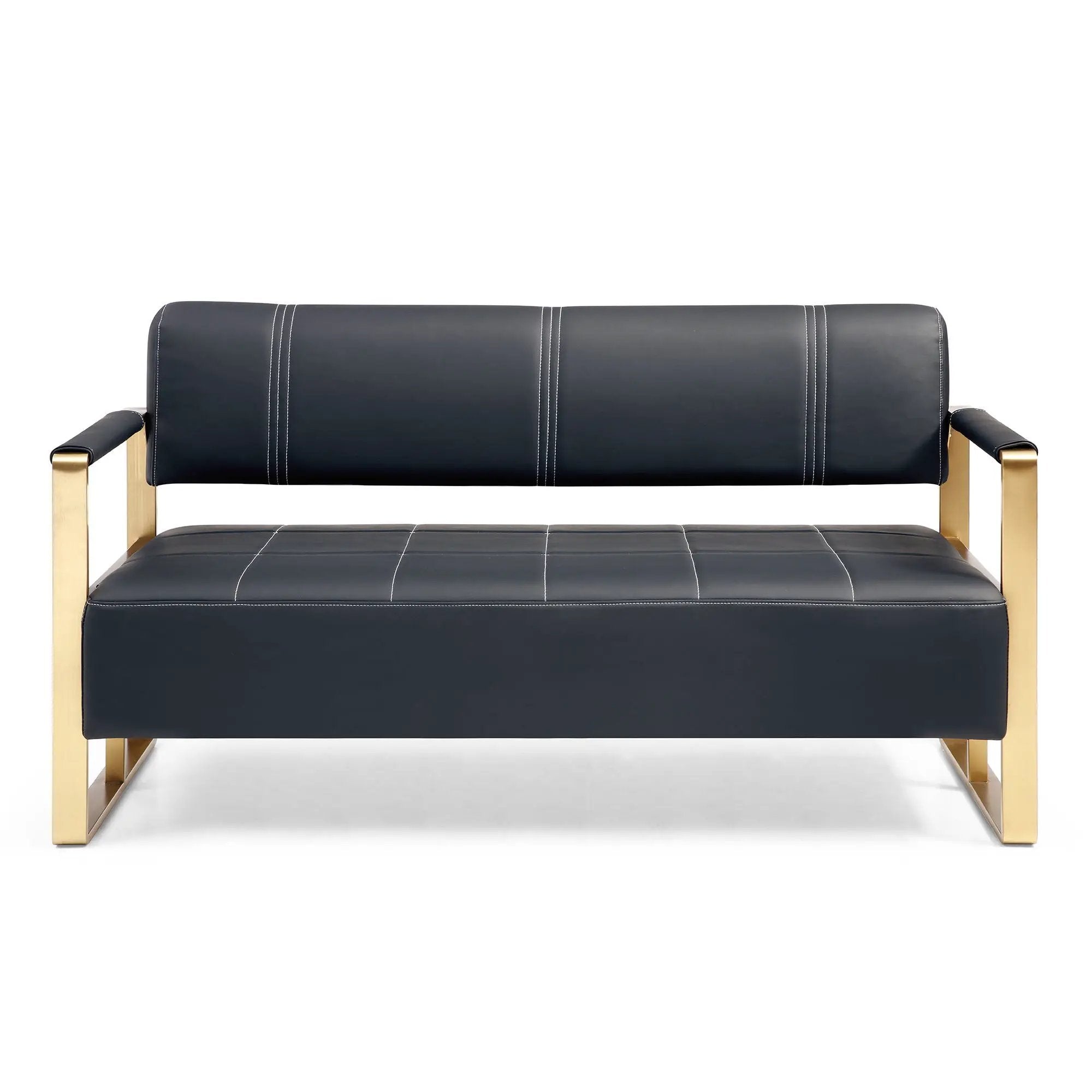 Modern Upholstery Accent Loveseat Sofa For Living Room 2 Seater With Metal Arms by HouseOfZazla