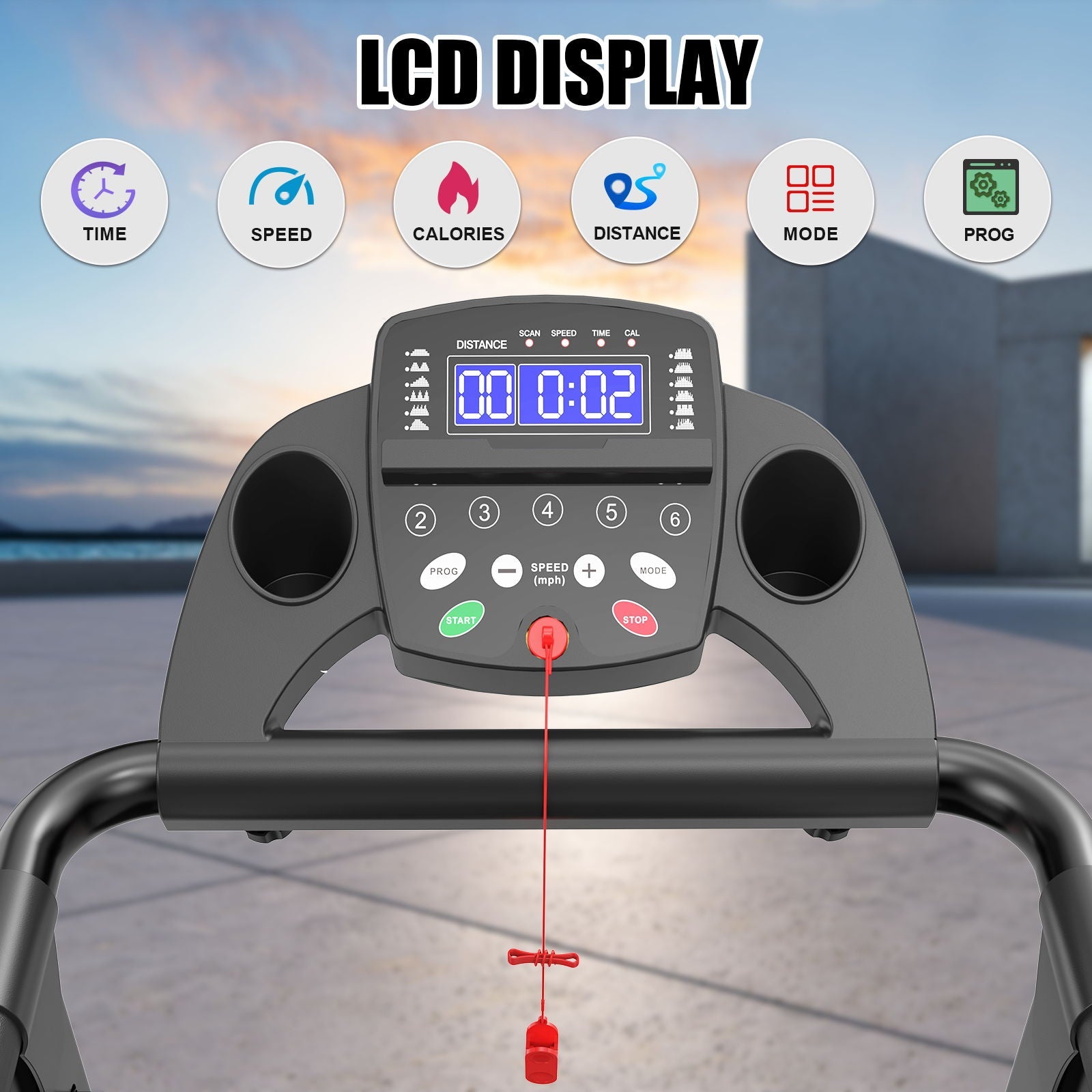 2.5Hp Portable Treadmill With Handles, App Control & LED Display - Black by HouseOfZazla