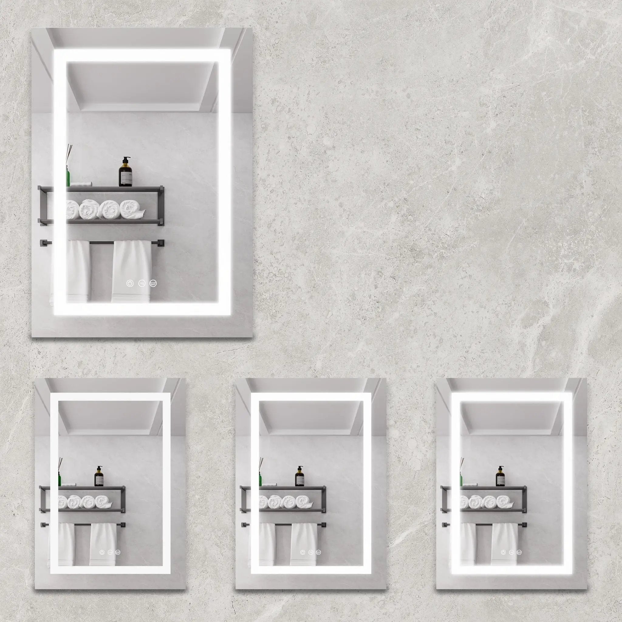 20 X 28" Bathroom Medicine Cabinet With Mirror Wall Mounted LED Bathroom Mirror Cabinet With Lights, Anti-Fog, Waterproof, Dimmable, 3000K~6000K, Single Door, Touch Swich, Storage Shelves - Silver by Unique Piece Furniture