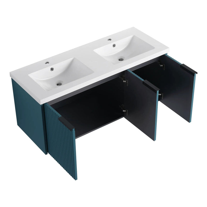 Contemporary Wall Mounted Bathroom Vanity With Resin Double Sink by HouseOfZazla