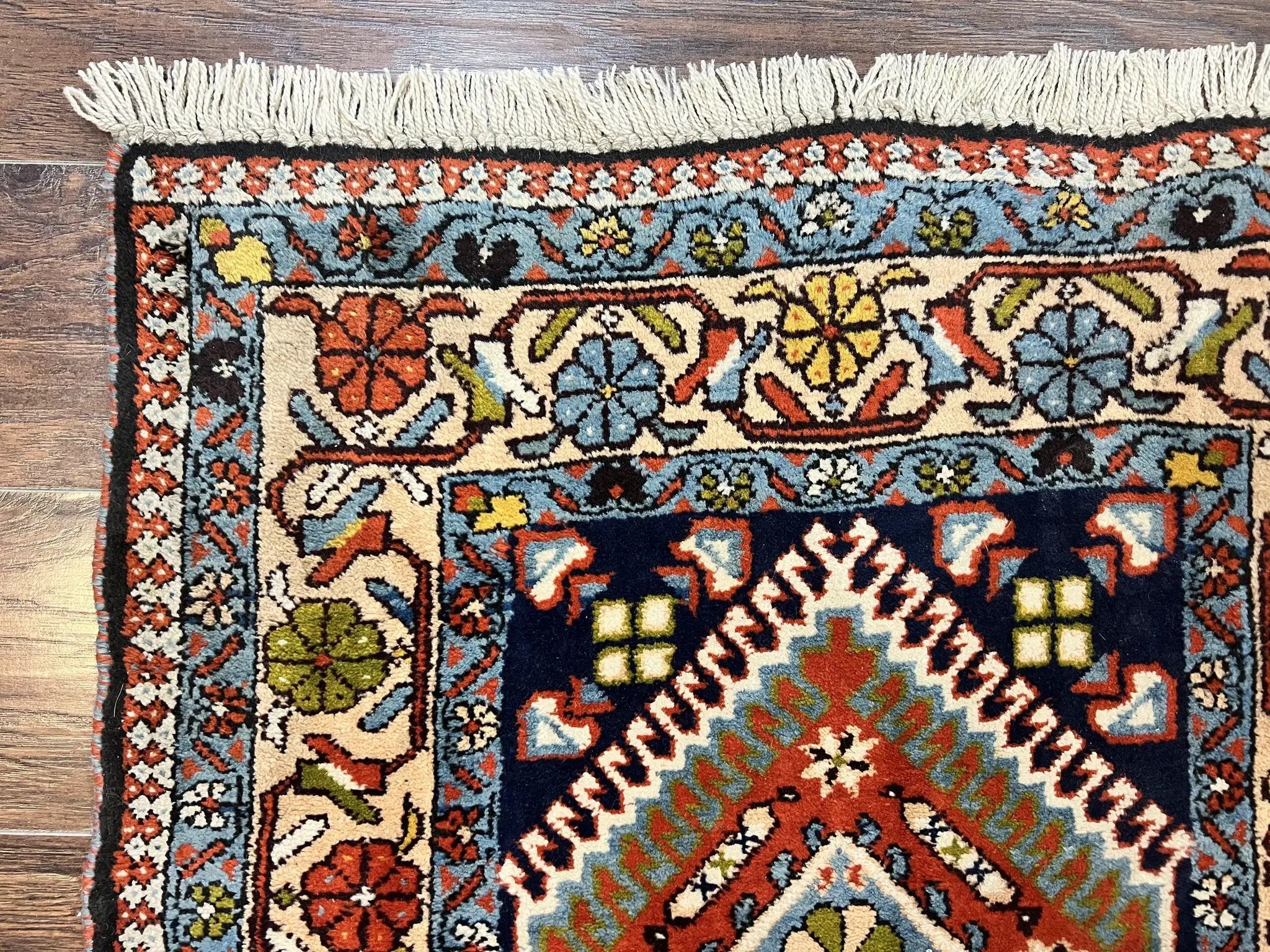 Persian Tribal Runner Rug 2.9 x 14, Colorful Rare Antique Persian Shiraz Yalameh Geometric Carpet for Hallway, 14ft Runner, Handmade, Wool, Red by Jewel Rugs