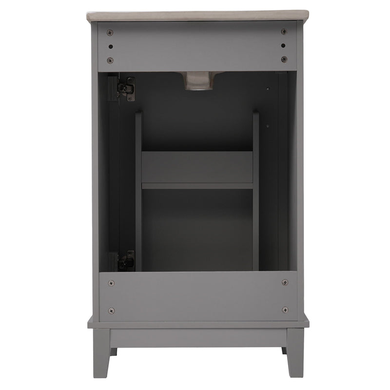 Modern Small Bathroom Vanity Cabinet With Ceramic Basin, Ample Storage, 1 Soft Close Door by HouseOfZazla