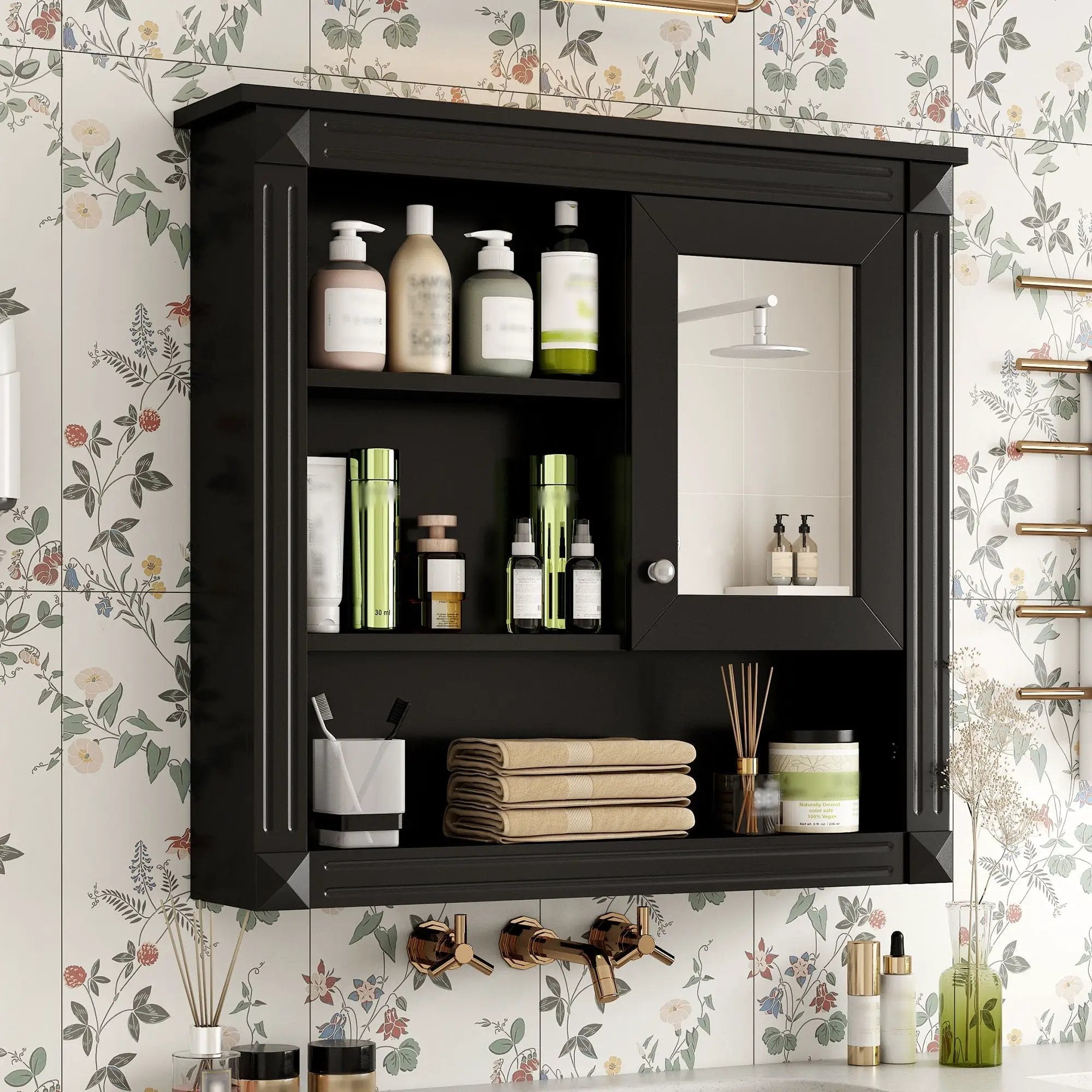 Wall-Mounted Bathroom Cabinet with Mirror and Adjustable Shelves by HouseOfZazla
