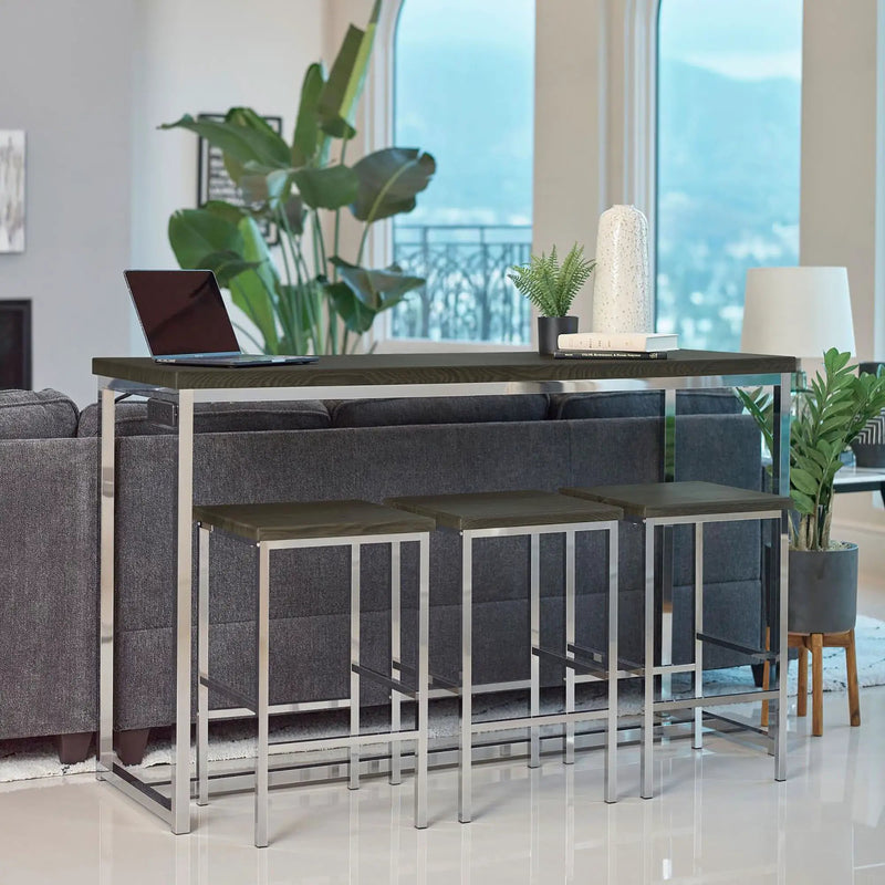 4 Piece Counter Table Set With Built In Power Outlet - Brown by HouseOfZazla