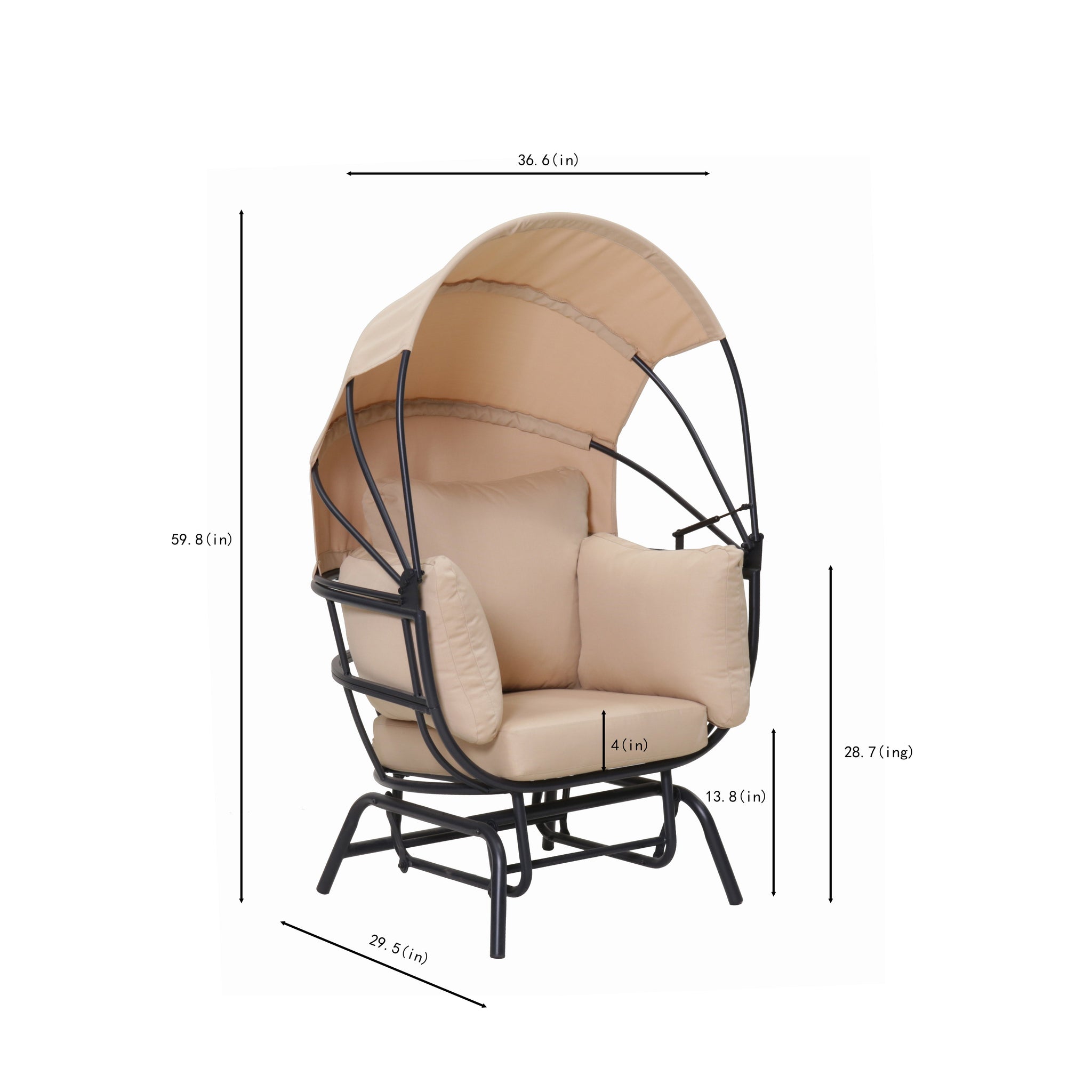 Sunnydaze Modern Luxury Egg Chair with Retractable Canopy - Taupe by HouseOfZazla