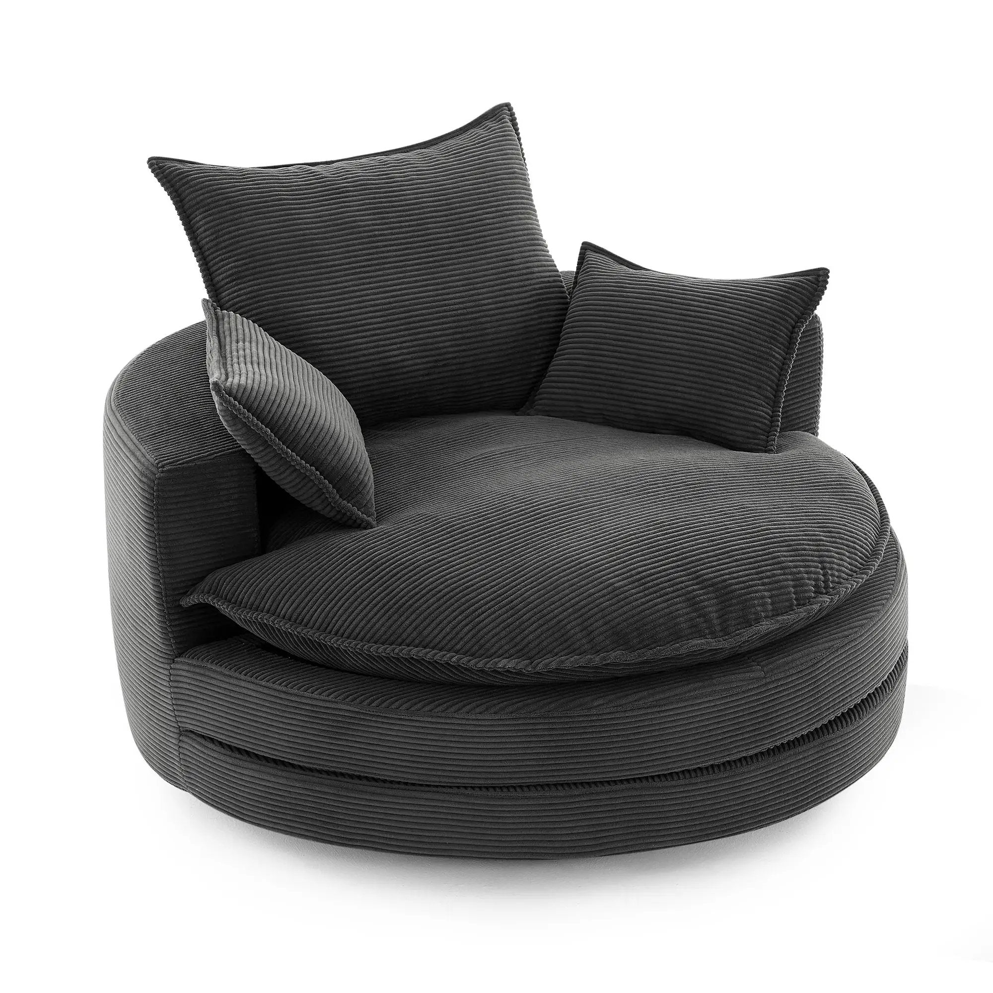 360° Swivel Accent Barrel Chair With Dual Layer Cushion And 3 Removable Pillows by HouseOfZazla