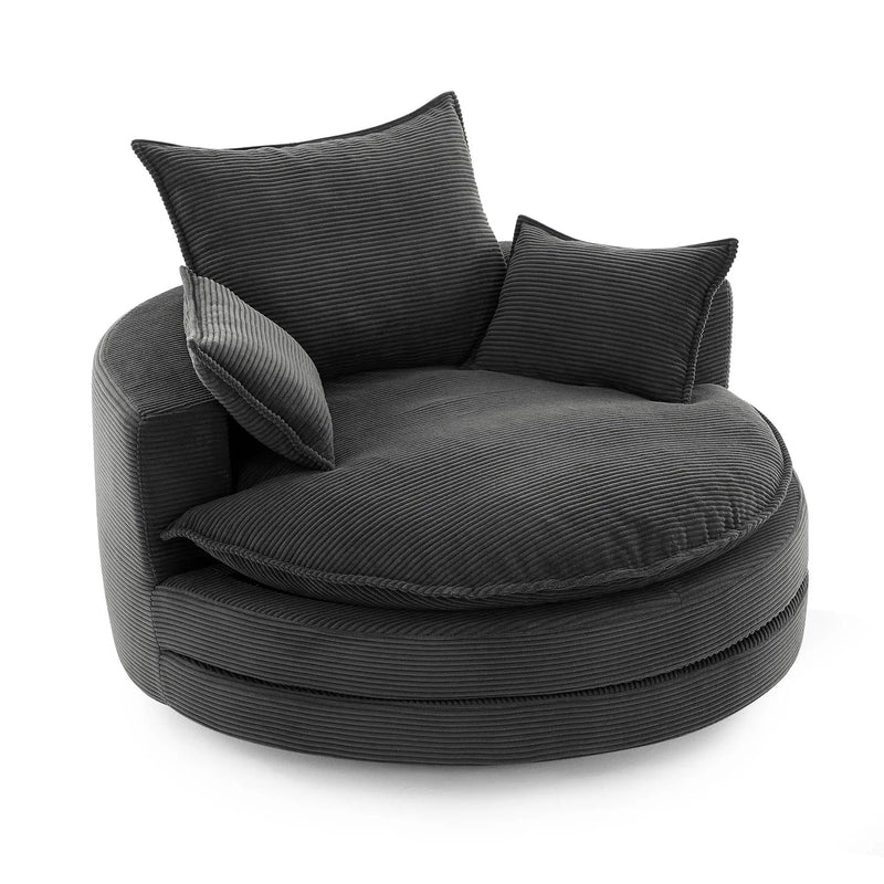 360° Swivel Accent Barrel Chair With Dual Layer Cushion And 3 Removable Pillows by HouseOfZazla