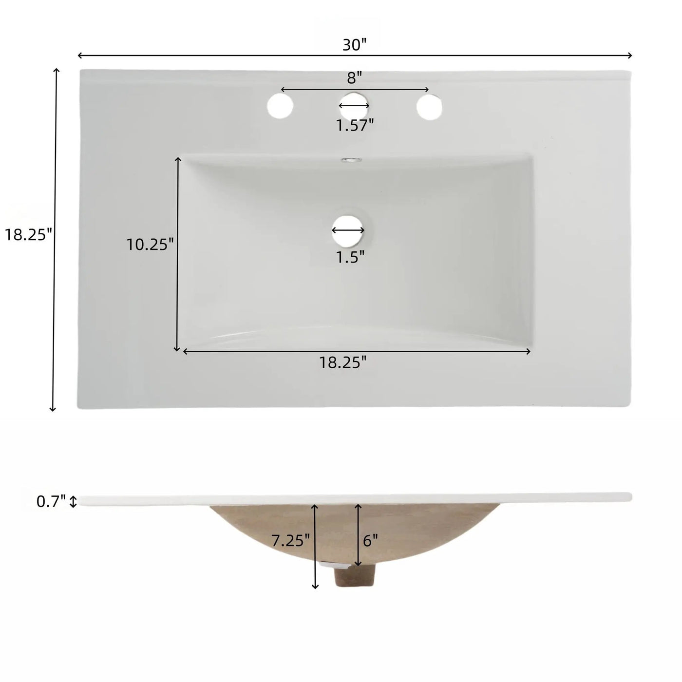 Fluted Bathroom Vanity With Ceramic Sink, Freestanding Cabinet by HouseOfZazla