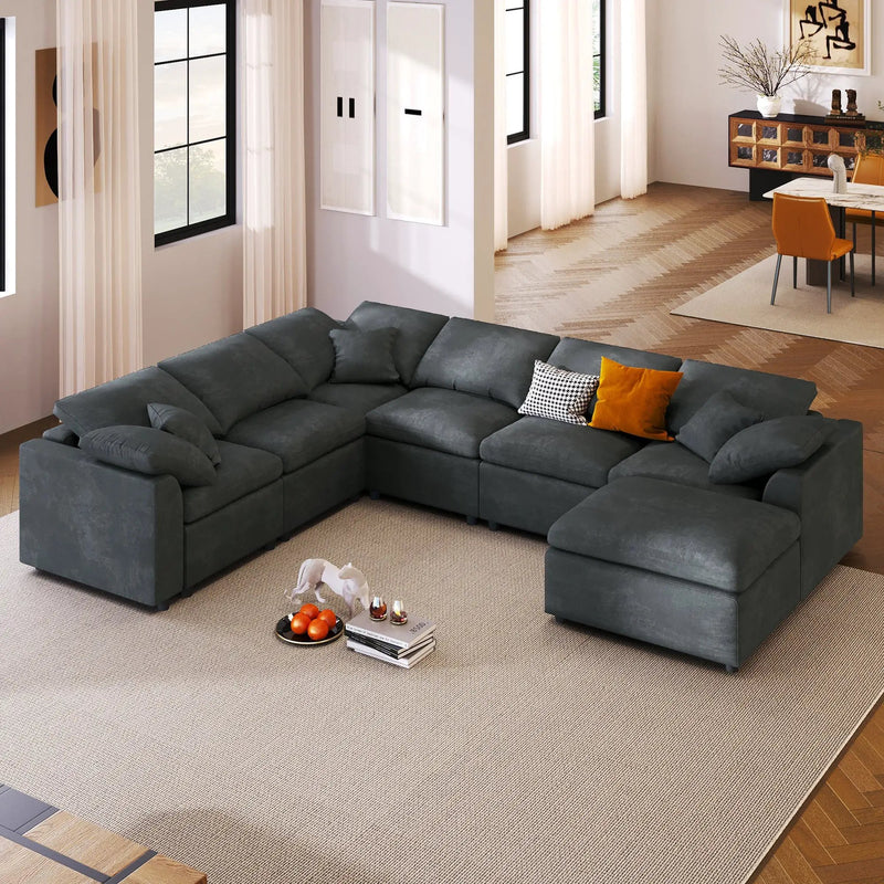 U_Style 120.8" Extra Large Modular Sectional Sofa by HouseOfZazla