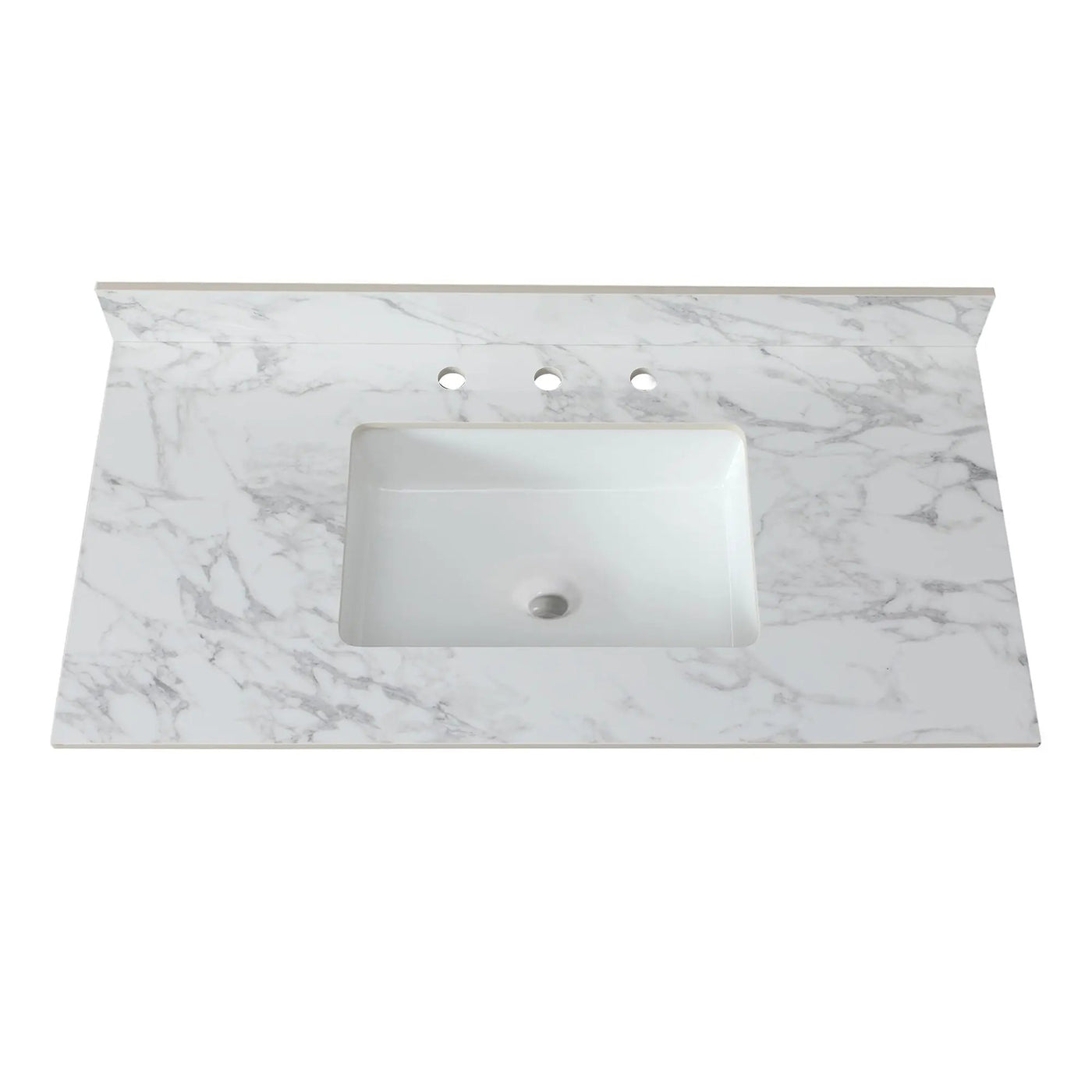 Elegant Sintered Stone Bathroom Vanity Top With Rectangular Undermount Ceramic Sink by HouseOfZazla