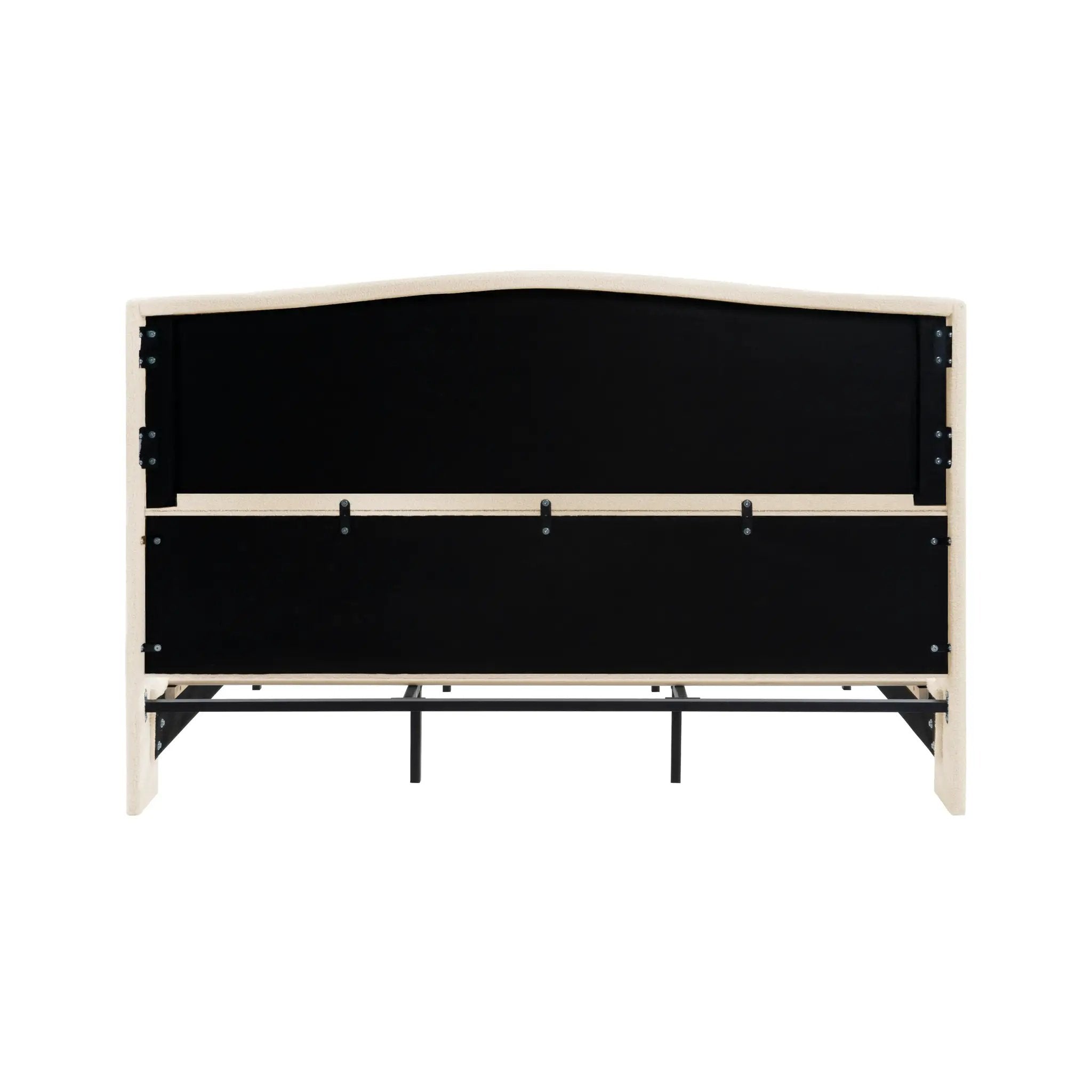 King Size Bed Frame with Upholstered Teddy Velvet Headboard by HouseOfZazla