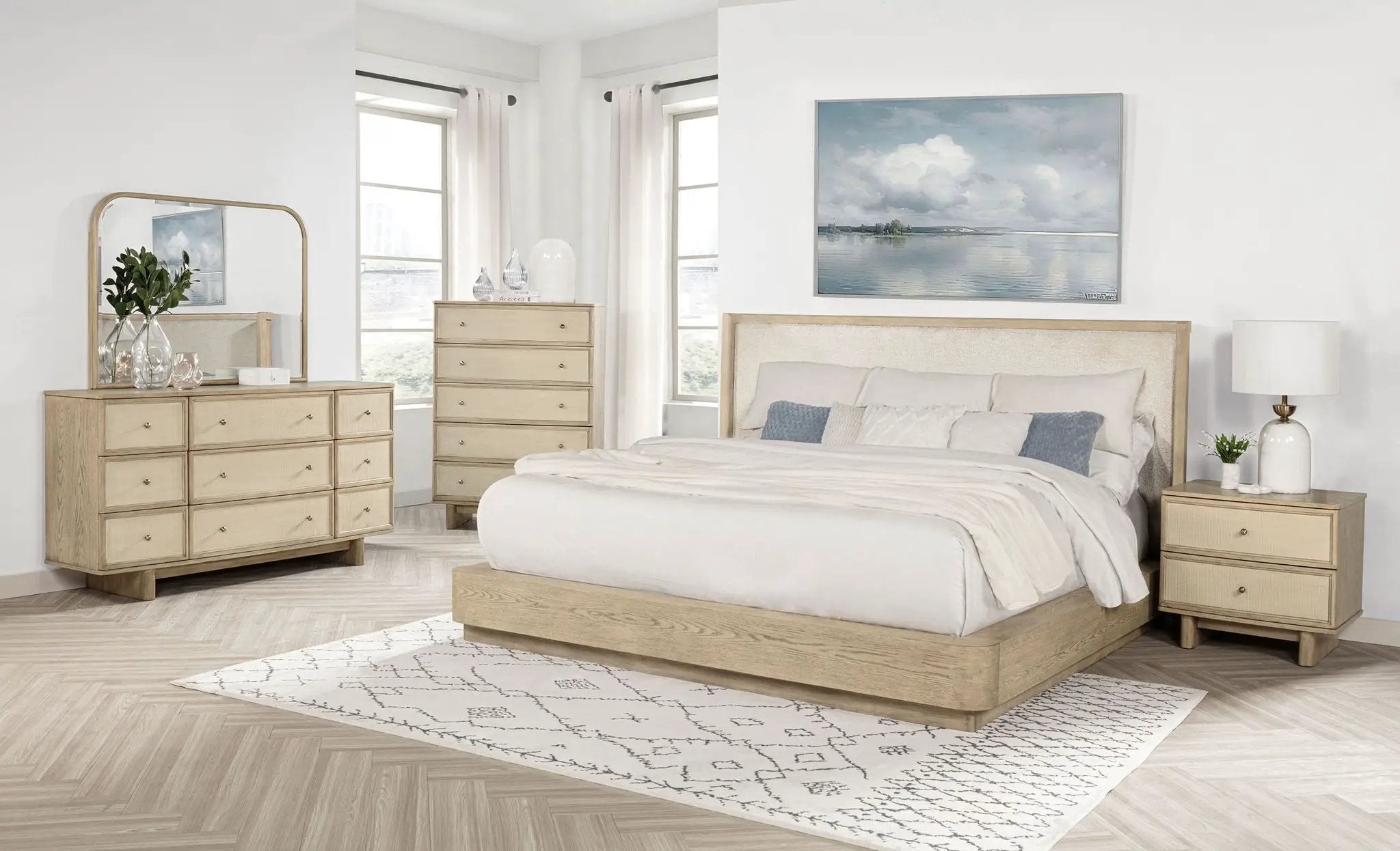 Kailani 5-piece Eastern King Bedroom Set Beige Oak by Unique Piece Furniture