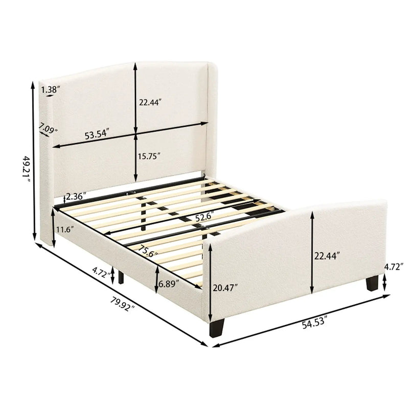 Platform Bed Frame With Tall Headboard And High Footboard by HouseOfZazla