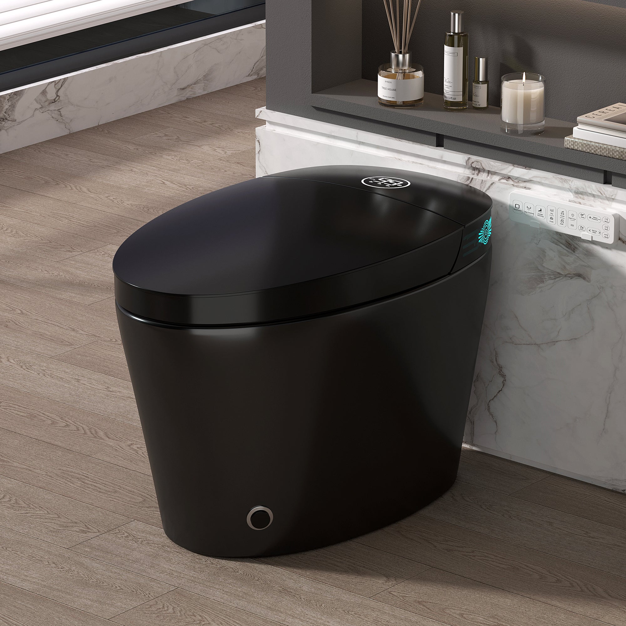 Smart Toilet with Bidet Built-in, Heated Seat, Warm Water & Remote Control by HouseOfZazla