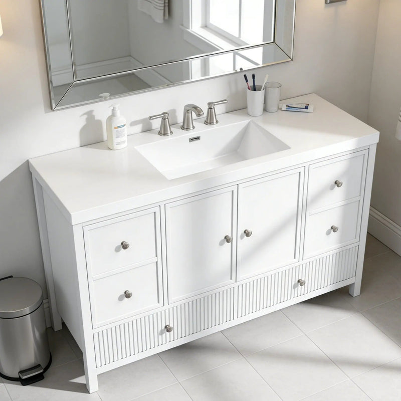 Bathroom Vanity With Separate Sink, Soft Close Doors And 4 Drawers by HouseOfZazla
