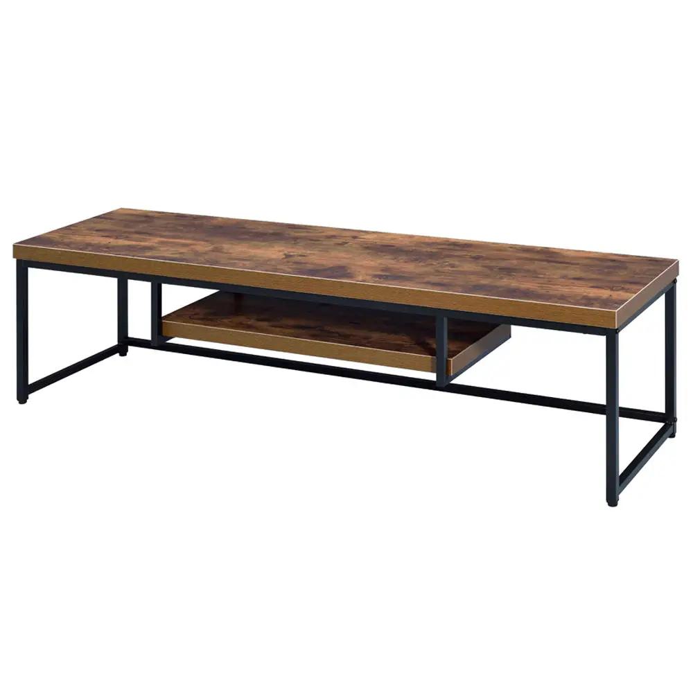 Bob - 16" TV Stand - Weathered Oak & Black Metal by Unique Piece Furniture