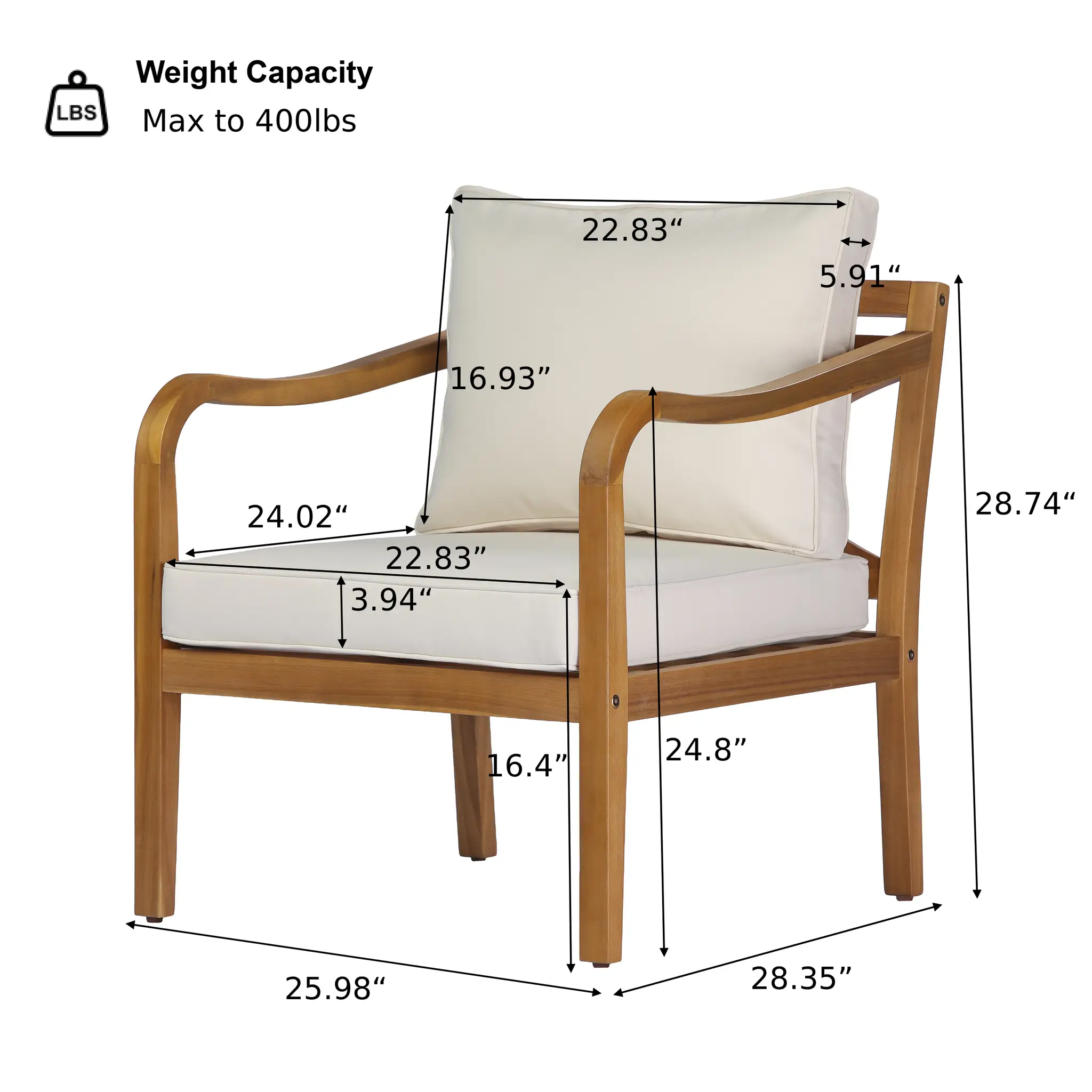 Acacia Wood Patio Furniture Club Chair Set of 2 by HouseOfZazla