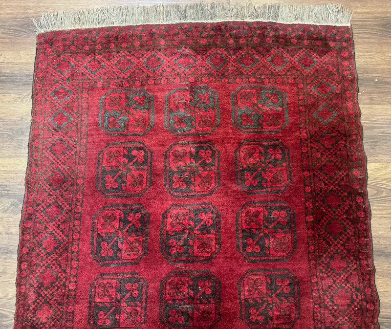 Afghan Turkoman Bokhara Bashir Rug 3x6, Red by Jewel Rugs