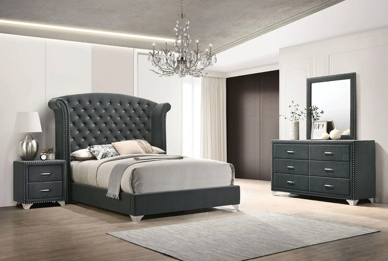Melody 4-piece Eastern King Bedroom Set Grey by Unique Piece Furniture