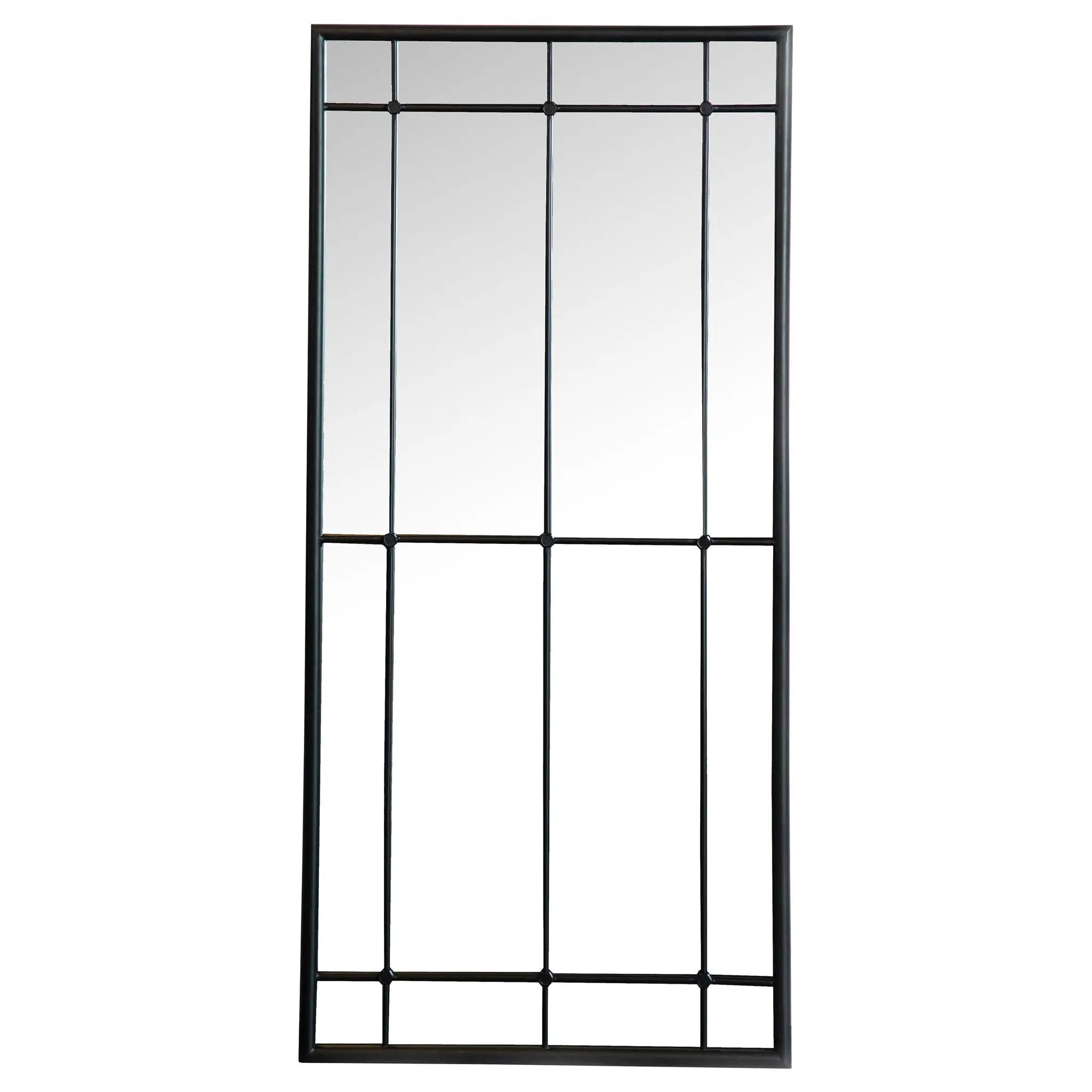 Annetta 24 x 52 Inch Window Pane Wall Mirror Black by Unique Piece Furniture