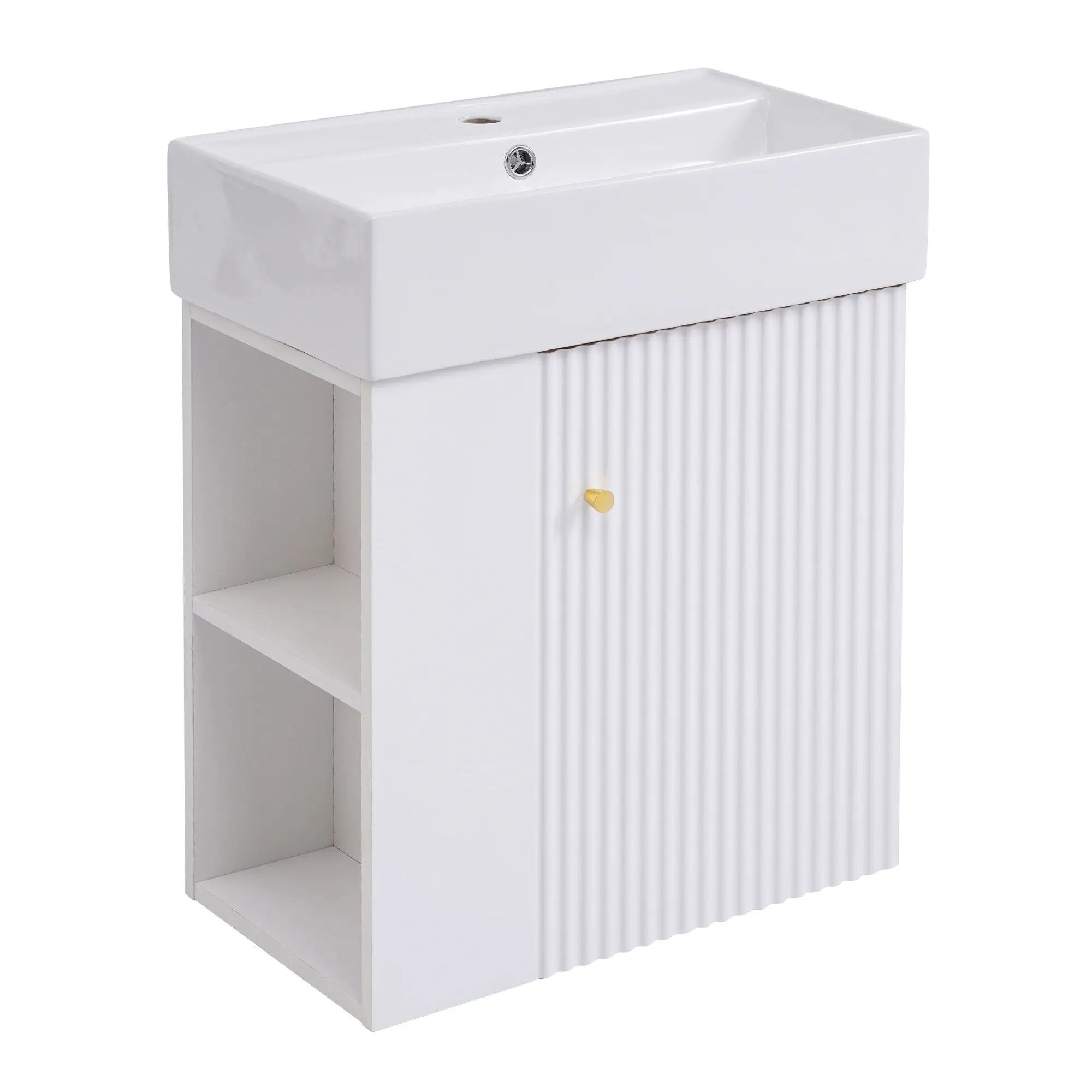 Modern Floating Bathroom Vanity With Ceramic Basin Perfect For Small Bathrooms by HouseOfZazla
