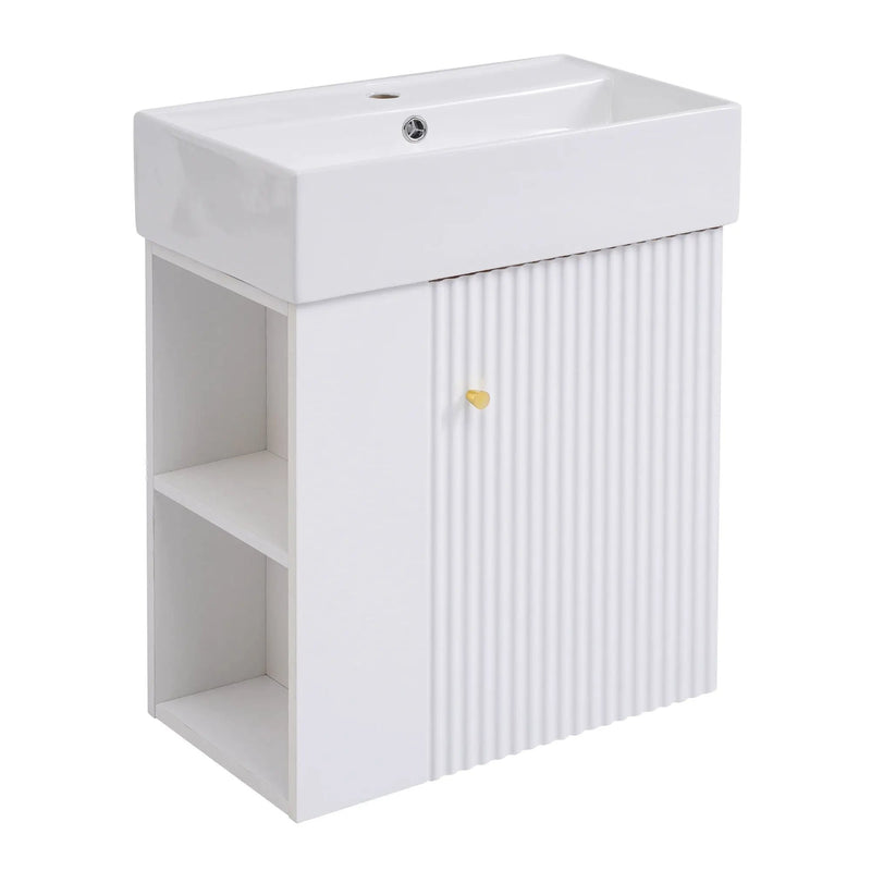 Modern Floating Bathroom Vanity With Ceramic Basin Perfect For Small Bathrooms by HouseOfZazla