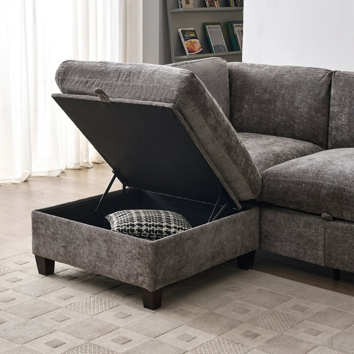 Chenille Upholstered L-Shape Sectional Couch by HouseOfZazla