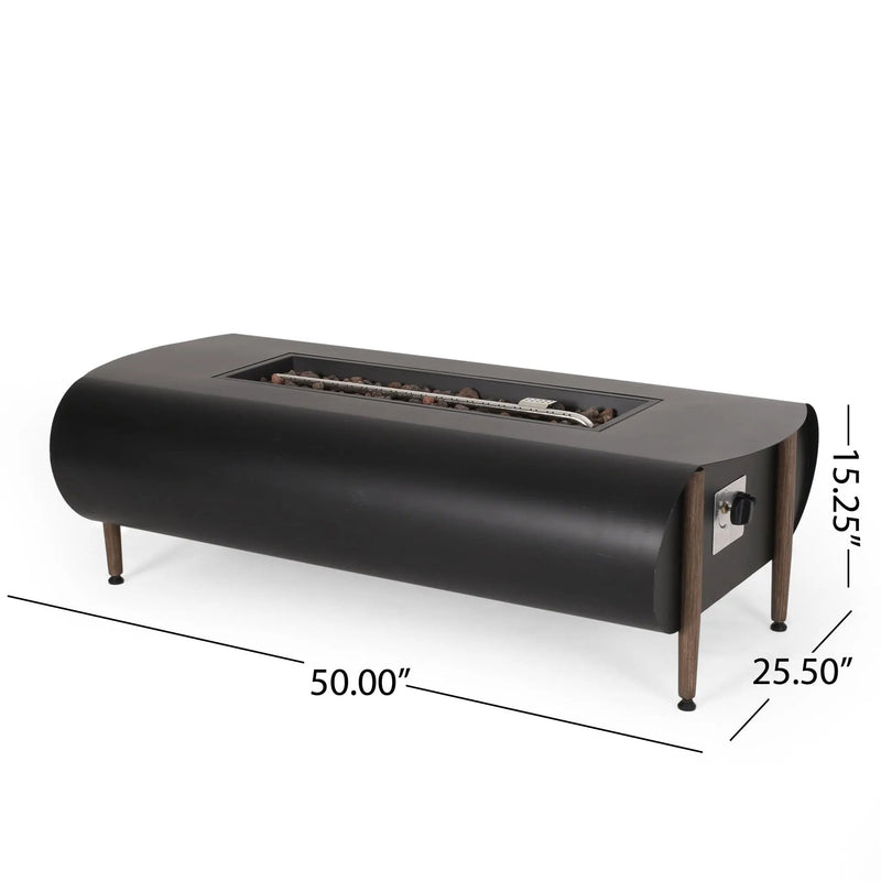 Vernon Rectangle Fire Pit 50,000 BTU - Dark Gray by HouseOfZazla