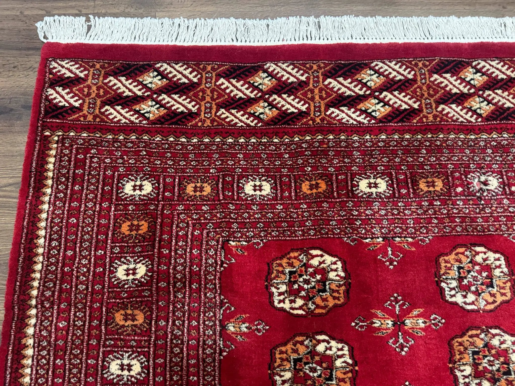 Red Turkoman Bokhara Rug 8x11, Pakistani Turkmen Carpet, Vintage Traditional Area Rug by Jewel Rugs