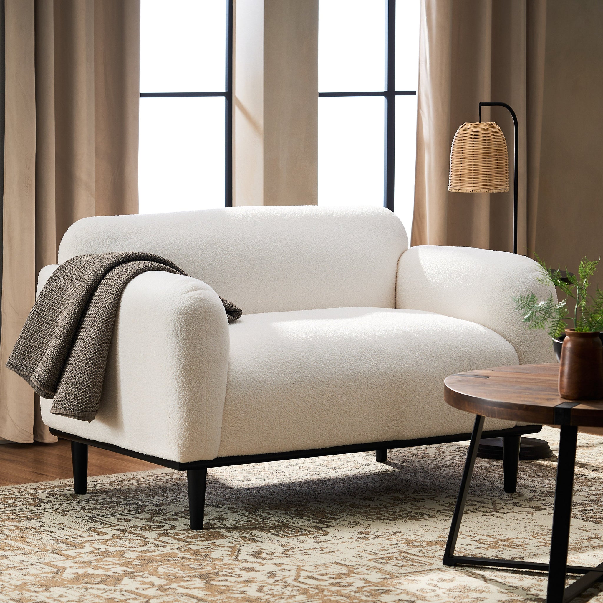 Bouclé Fabric Loveseat Sofa - 50 Inch by HouseOfZazla