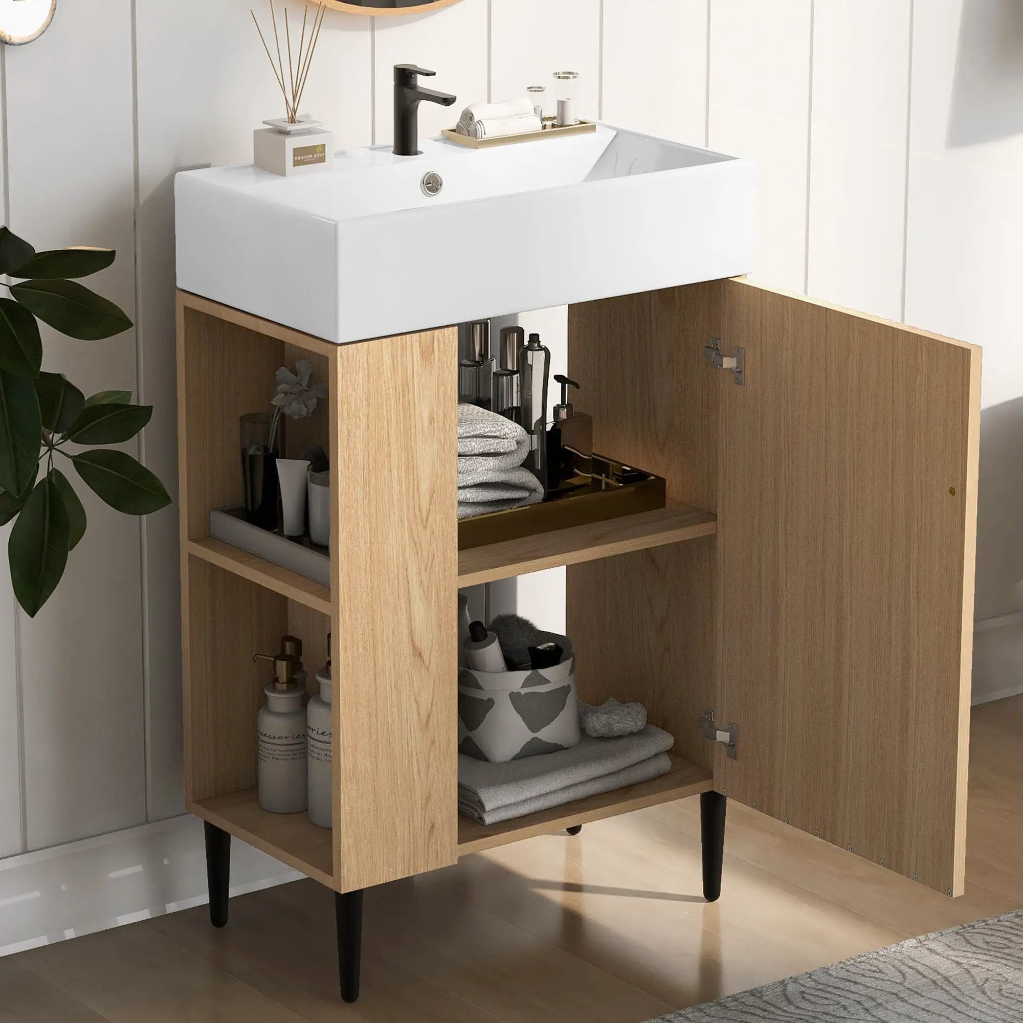 Bathroom Vanity, Combo Cabinet, Bathroom Storage Cabinet, Single Ceramic Sink by HouseOfZazla
