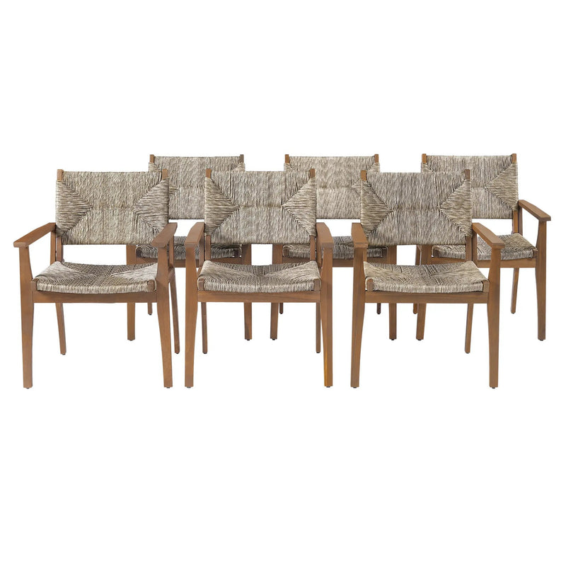 Durable Outdoor Dining Chair Set with Acacia Wood Frame and Wicker Seat by HouseOfZazla