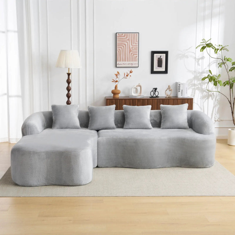 Modular L-Shape Sectional Sofa With Curved Chaise by Unique Piece Furniture