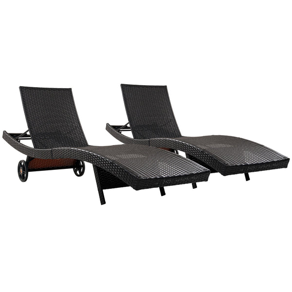K&K 80'' Patio Wicker Chaise Lounge Chairs Set of 2