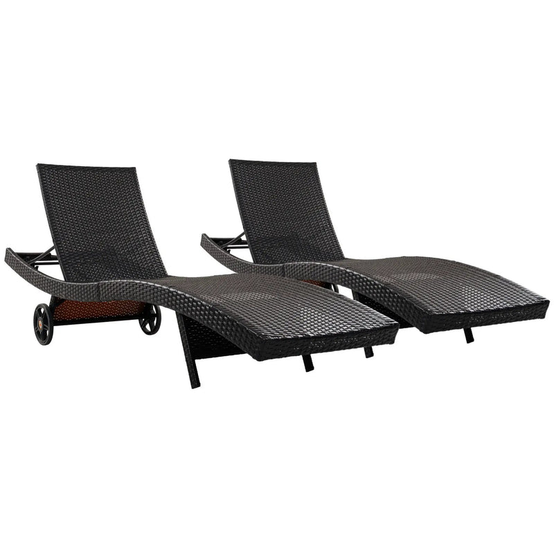 K&K 80'' Patio Wicker Chaise Lounge Chairs Set of 2 by HouseOfZazla
