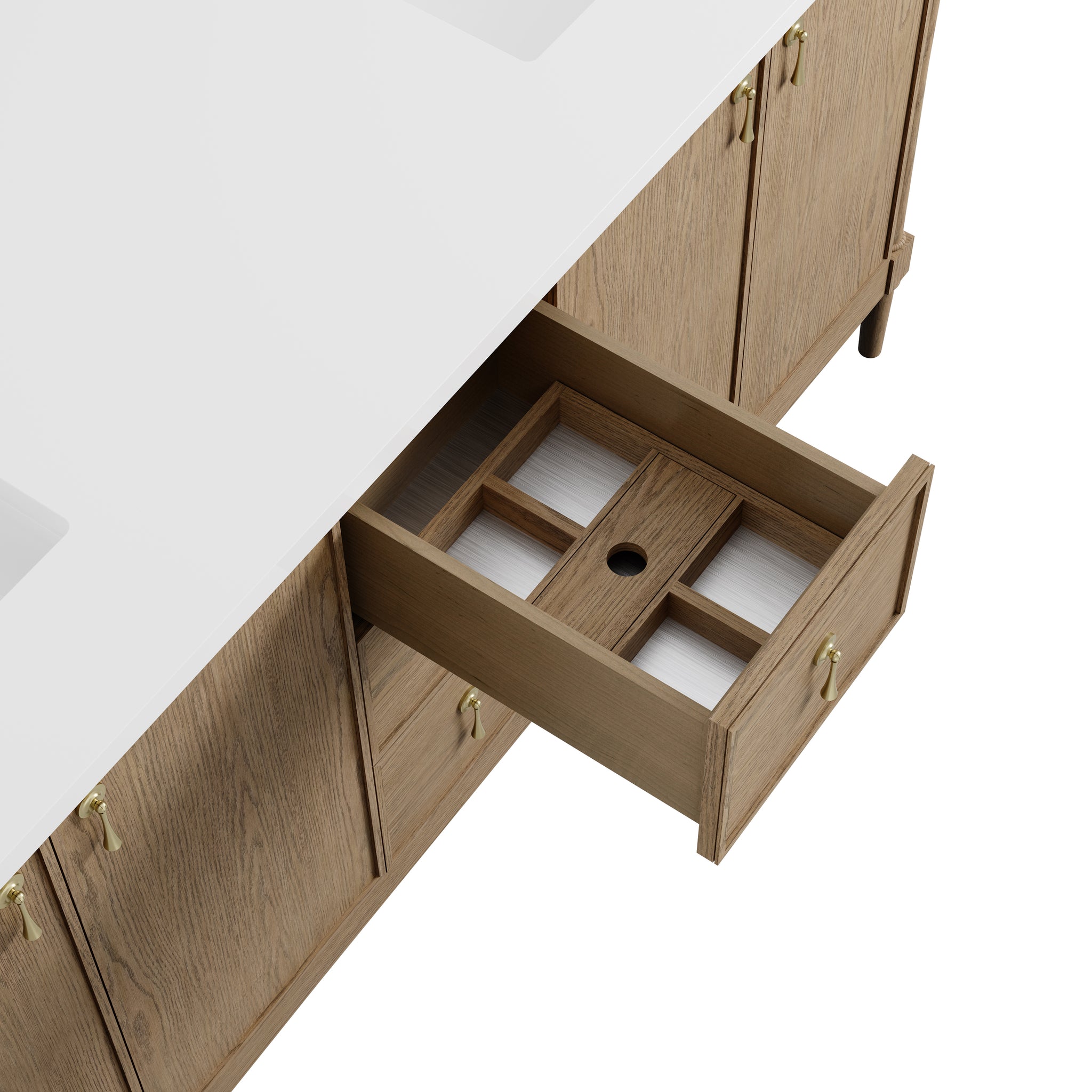 James Martin Kinnsden 72" Double Bathroom Vanity, Weathered Oak, view 25