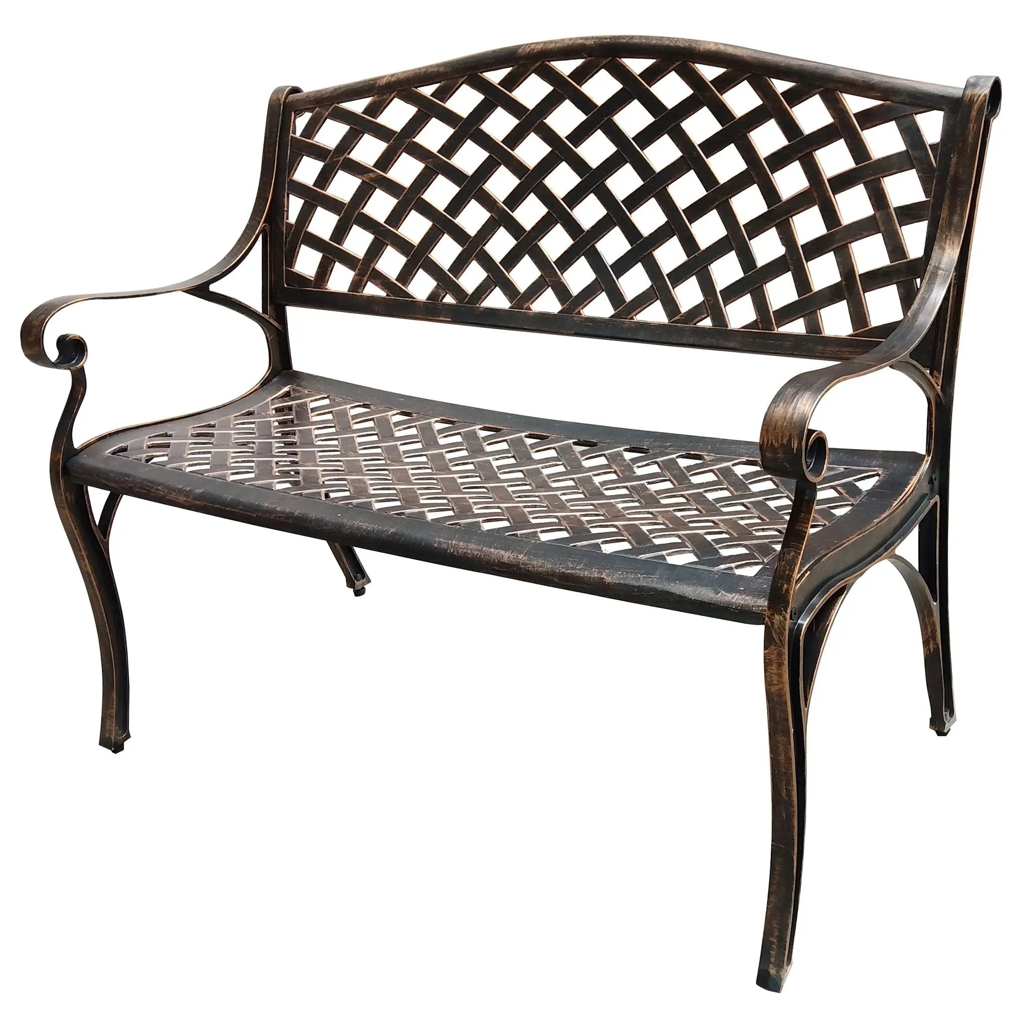 Outdoor Aluminum Modern 40-in Bronze Patio Bench Loveseat by Sharicks