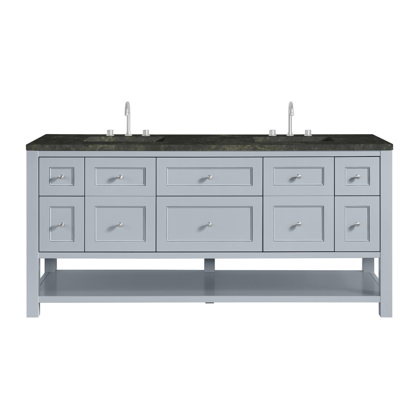 James Martin Breckenridge 72" Double Bathroom Vanity, Serenity Blue with Phantome countertop