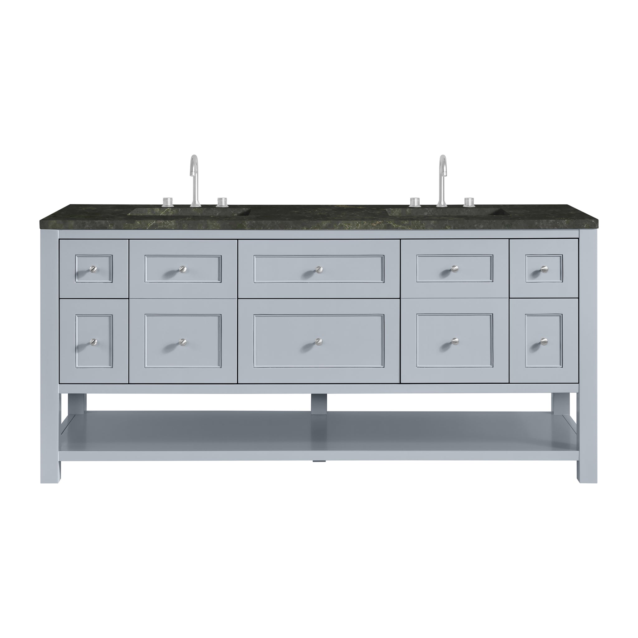 James Martin Breckenridge 72" Double Bathroom Vanity, Serenity Blue with Phantome countertop