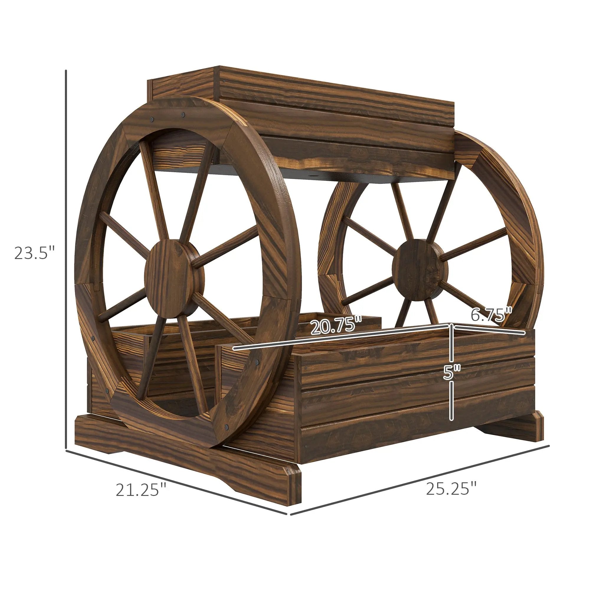 Outdoor Wooden Wagon Planter Box - 3-Tier Raised Garden Bed by HouseOfZazla