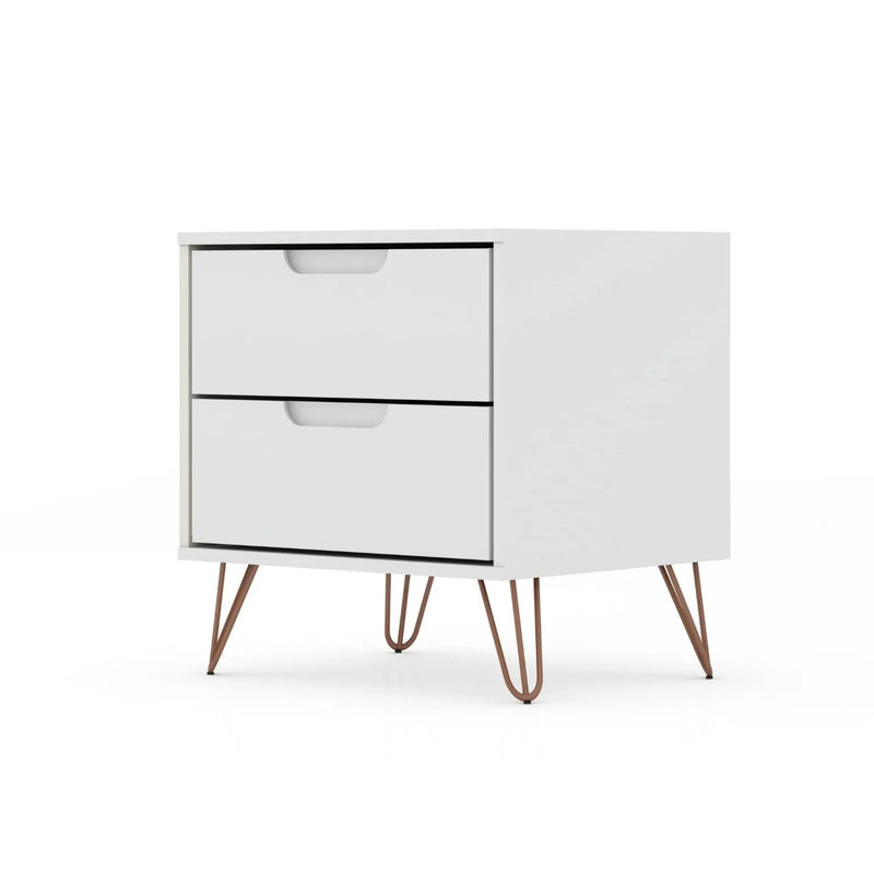 Rockefeller - Nightstand With 2 Drawers - White by HouseOfZazla