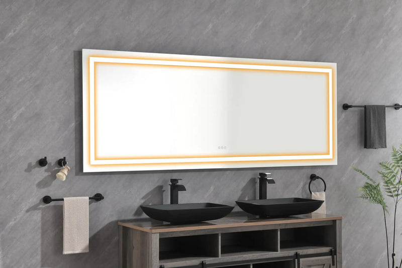 96" x 36" LED Bathroom Mirror with Front and Backlight by HouseOfZazla