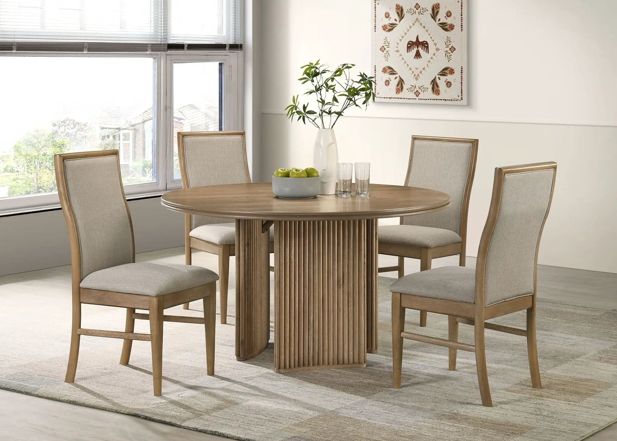 Adina 5-piece Round Dining Table Set Distressed Light Brown by Unique Piece Furniture