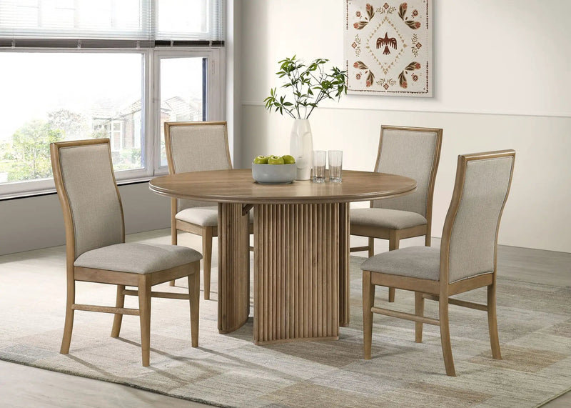 Adina 5-piece Round Dining Table Set Distressed Light Brown by Unique Piece Furniture