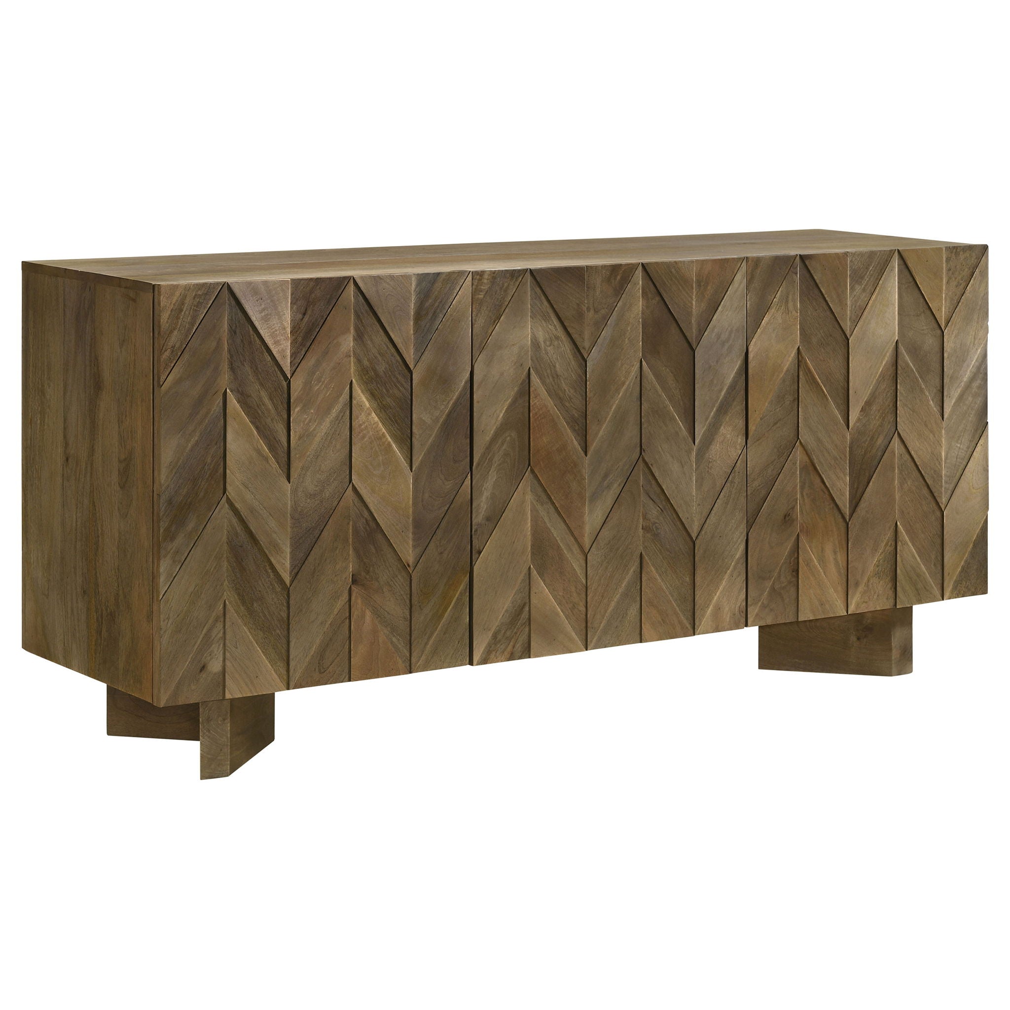 Roman - 3 Door Server With Chevron Design - Brown by HouseOfZazla