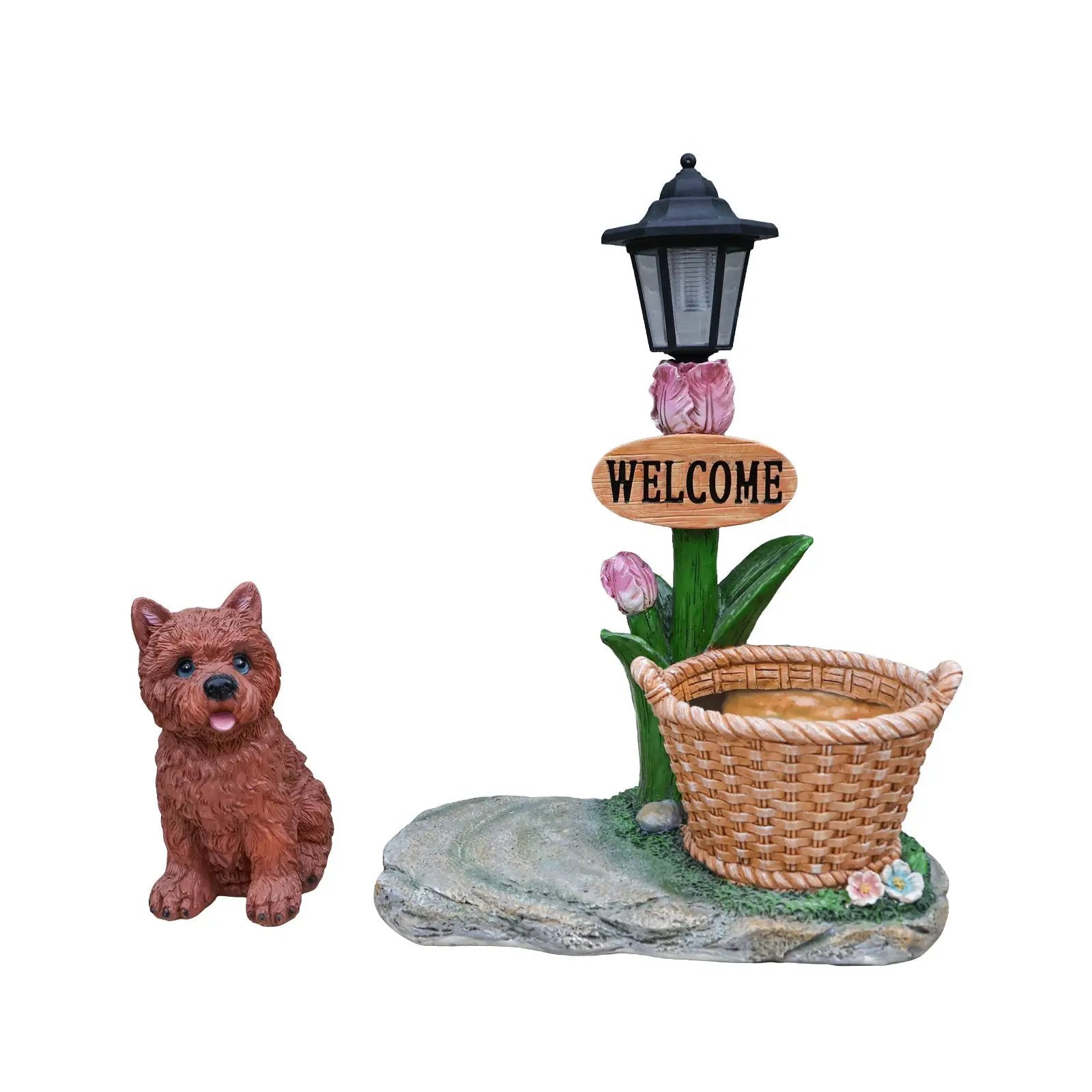 Sitting Puppy Solar Planter Outdoor Statue by HouseOfZazla