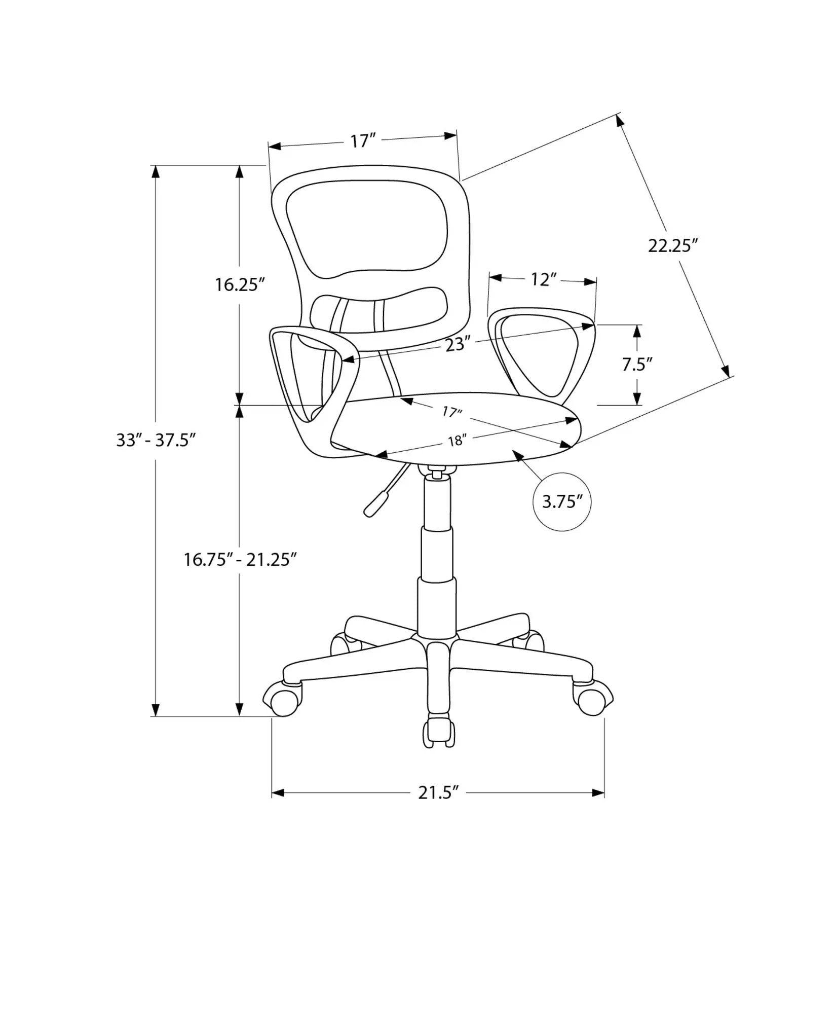 Office Chair, Adjustable Height, Swivel, Ergonomic, Armrests, Mesh, Contemporary / Modern - Black by Unique Piece Furniture